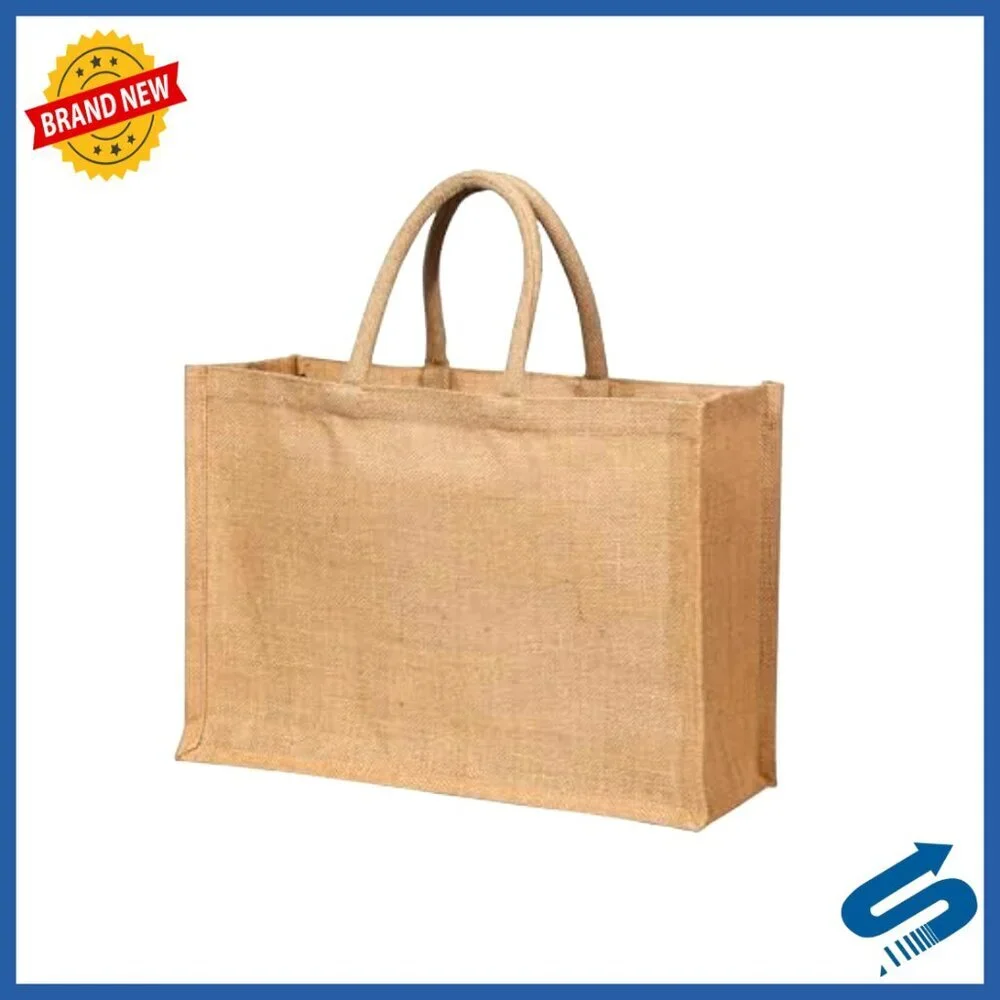 Large Jute Tote Bags Set Reusable Eco-Friendly Natural Burlap Beach Shopping